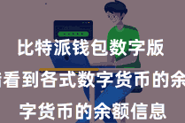 比特派钱包数字版 你不错看到各式数字货币的余额信息