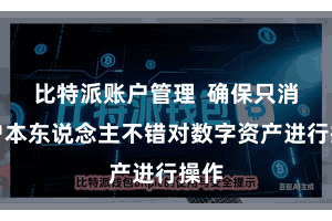 比特派账户管理  确保只消用户本东说念主不错对数字资产进行操作