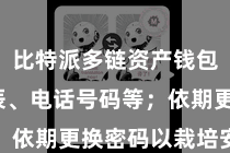 比特派多链资产钱包  如诞辰、电话号码等；依期更换密码以栽培安全性